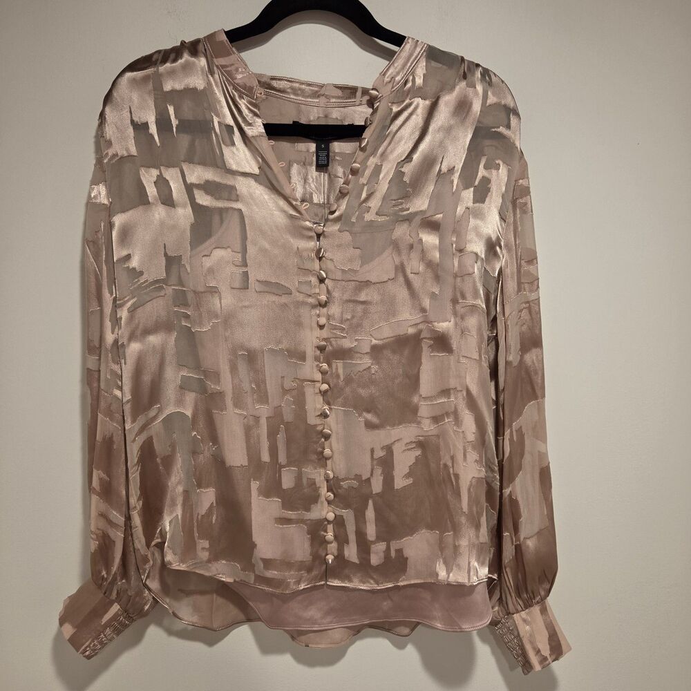 White House Black Market Silk Blend Burnout Blouse Cami Set Small Blush Pink Y2K - Picture 2 of 13